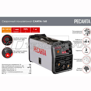 Сварочный аппарат РЕСАНТА САИПА160, инвертор, п/а 65/134