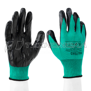 Перчатки полиэфирные с чёрным нитрильным покрытием, размер L, 15 класс вязки// Palisad