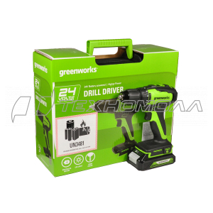 Ак. дрель Greenworks GD24DD35K2 (1хАКБ 2 Ач и ЗУ)