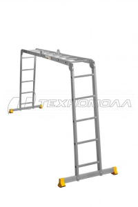 Лестница АЛЮМЕТ 2 x 4+2 x 5, шарнирная, алюм Т 445, нз
