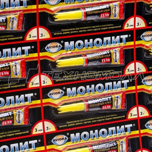 Суперклей-ГЕЛЬ Секундный "AVIORA" "МОНОЛИТ" 3 г