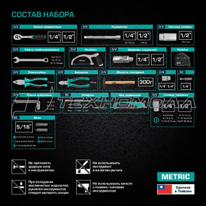 Набор инструментов STELS, 98 предм,1/2,1/4