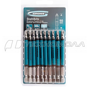 Набор бит PZ2 х90, сталь S2, 1шт. Gross