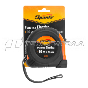 Рулетка Elastica, 10 м х 25 мм, обрезиненный корпус// Sparta