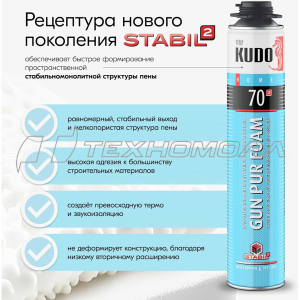 Пена монтажная KUDO НОМЕ 70 ПРОФИ 1000 МЛ/950 Г ВСЕСЕЗОННАЯ
