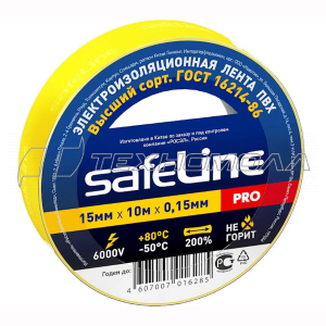Изолента SAFELINE 15/10 желтая (10/250/250)