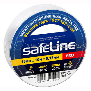 Изолента SAFELINE 15/10 белая (10/250/250)