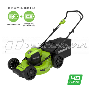 Аккумуляторная газонокосилка Greenworks GD40LM46HP