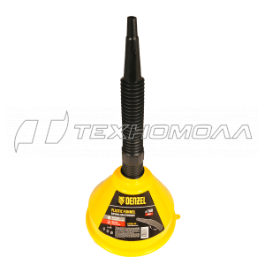 Воронка пластиковая 160 мм с металлическим ситом, непроливайкой и гибким наконечником Denzel