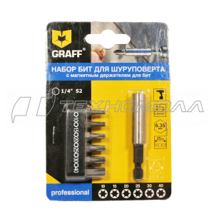 Набор из 6 бит TX + магнитный держатель GRAFF