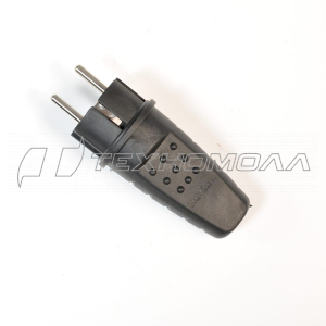 Вилка электрическая с заземлением прямая каучук16А