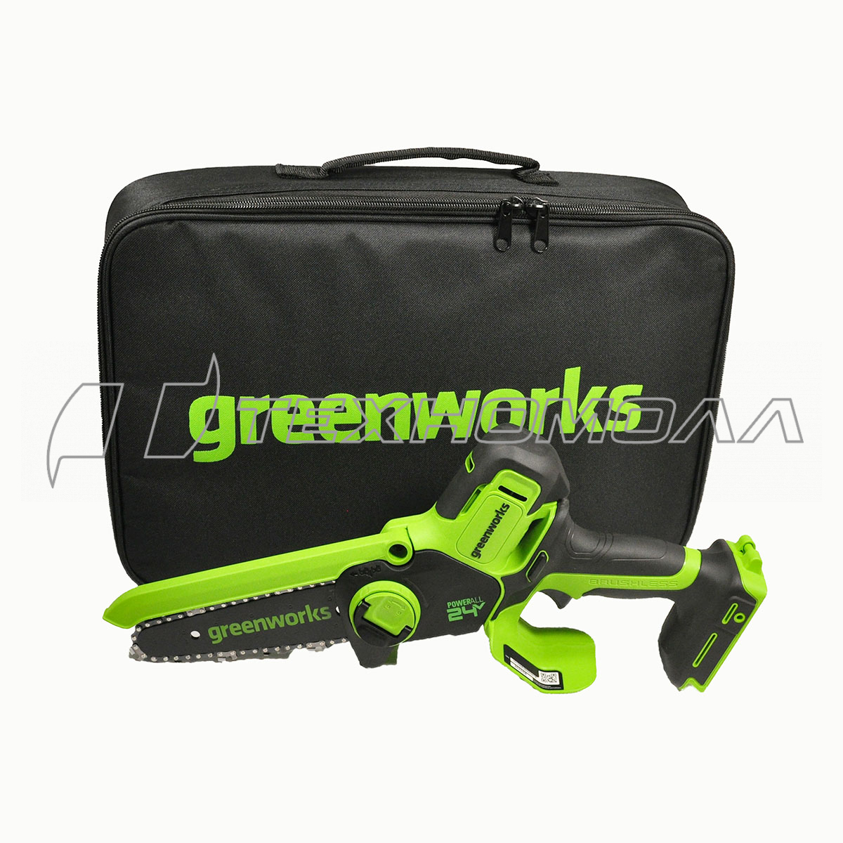 Аккумуляторная цепная мини пила GreenWorks GD24CSMNX