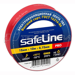 Изолента SAFELINE 15/10 красная (10/250/250)