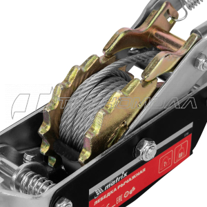 Лебедка рычажная, тяга - 2 т, подъем - 0,8 т, двойное храповое колесо// Matrix