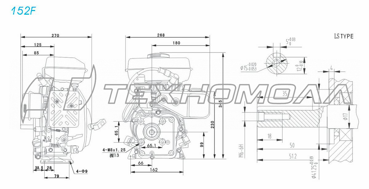 Двигатель LIFAN 152F D16 00-00000608