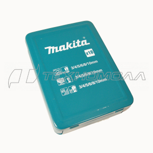 Набор сверл Makita 3-10 мм в метал. кейсе 18 шт. дерево, металл, кирпич 3-10 мм