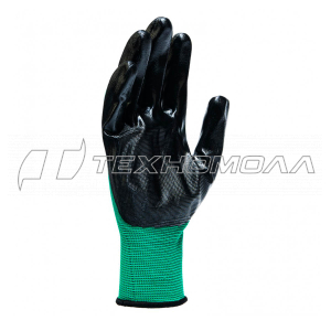 Перчатки полиэфирные с чёрным нитрильным покрытием, размер 9, 13 класс вязки Palisad