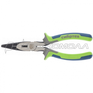 Длинногубцы прямые,180 мм, фосфатирование, трехкомпонентные рукоятки// Сибртех
